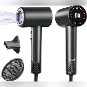CONFU Gray Professional Lightweight LCD Display Hair Dryer & Magnetic Diffuser